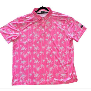Sunday Swagger Size 3XL Golf Men's Polo Shirt Performance Stretch Palm Tree Pink